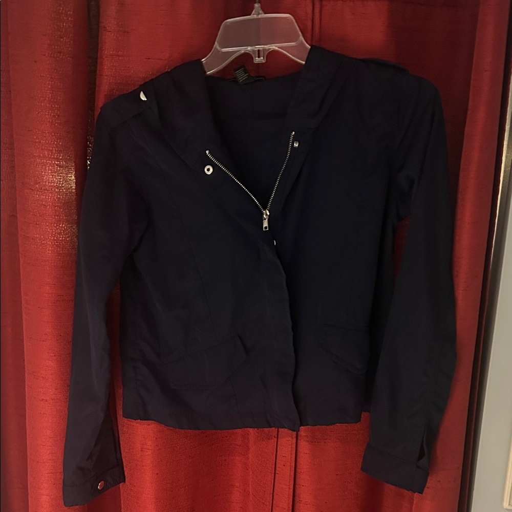Forever 21 Navy Hooded Zip Utility Jacket
